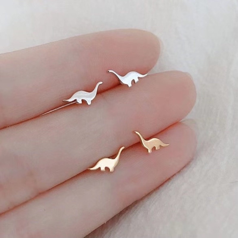 Ark.co - Dino earrings ( t-rex ; brontosaur ; crystal ) anting tusuk fashion dinosaurus