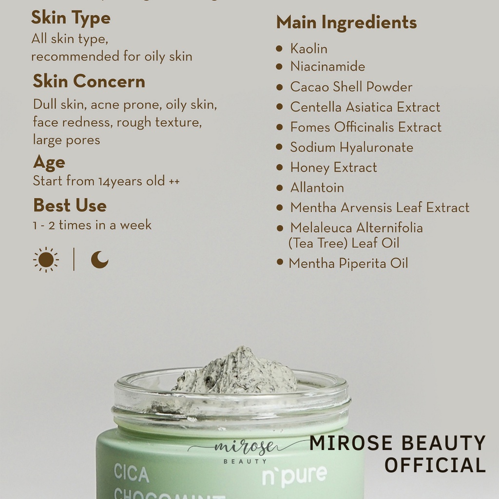 NPURE Clay Mask Centella Asiatica Chocomint 50gr