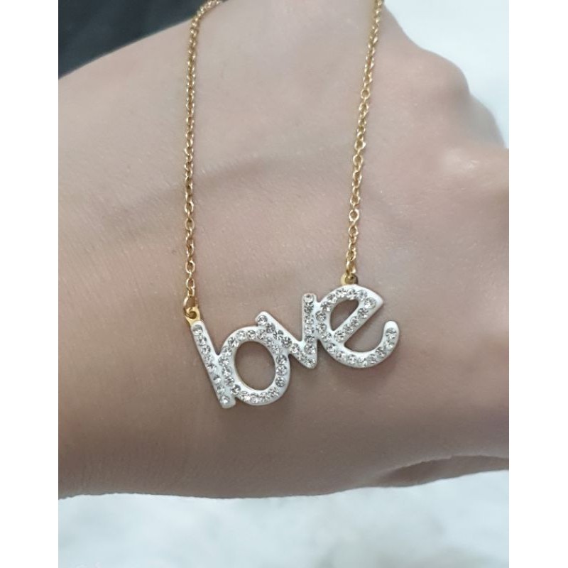 100%  kalung titanium anti karat/love