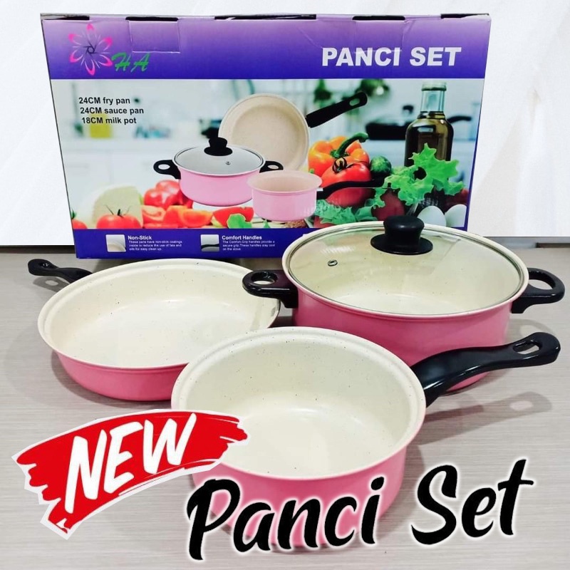 Panci Set HA/Cookware Set/Teflon Wajan Penggorengan / Daniyal store