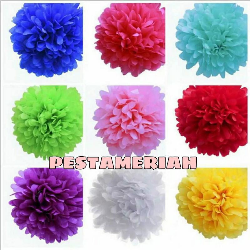 

POMPOM KERTAS / POMPOM KERTAS TISSUE WARNA WARNI / POMPOM TISSUE PAPER / POMPOM PAPER 20CM / POMPOM PAPER 30CM / POMPOM PAPER 25 CM