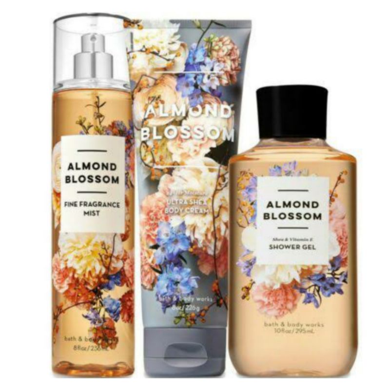 BATH &amp; BODY WORKS BBW ALMOND BLOSSOM SERIES MIST LOTION SHOWER GEL BODY CREAM HAND CREAM SHOWER GEL BODY CREAM LOTION MIST WASH WALLFLOWER ROOMSPRAY SCENTPORTABLE GENTLE GEL DEEP CLEANSING GENTLE FOAMING CREAMY LUXE