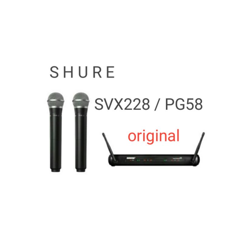 MIC WIRELESS SHURE SVX228/PG58, original 2 mic genggam, garansi.