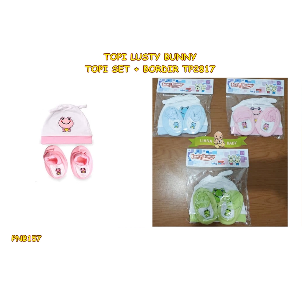 PNB157 TOPI BAYI LUSTY BUNNY TOPI SET BORDIR TP2817