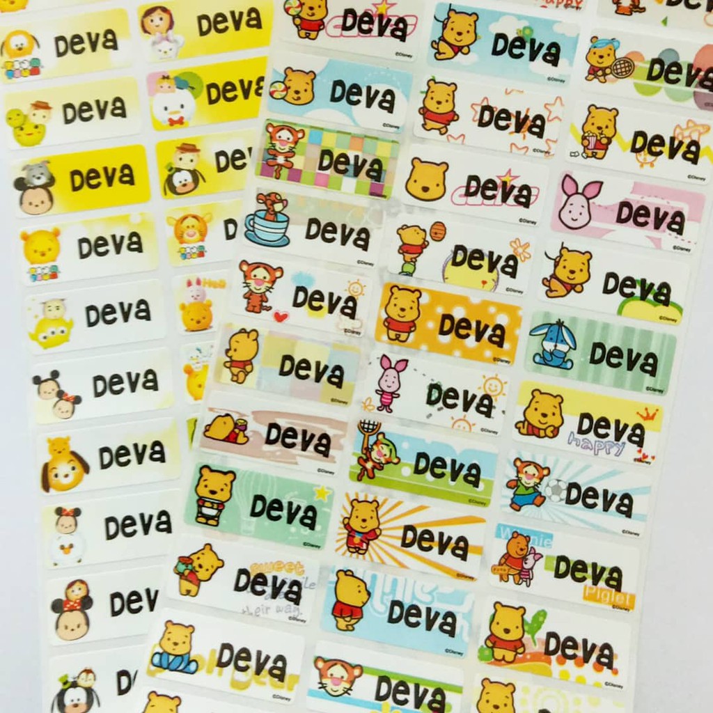 

BABY POOH QUOTIES - WATERPROOF LABEL NAMA