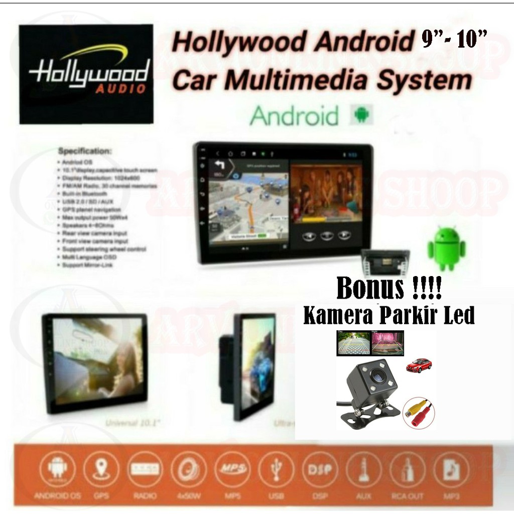 Head Unit Double Din Android 10 Inchi Hollywood Hw-6973