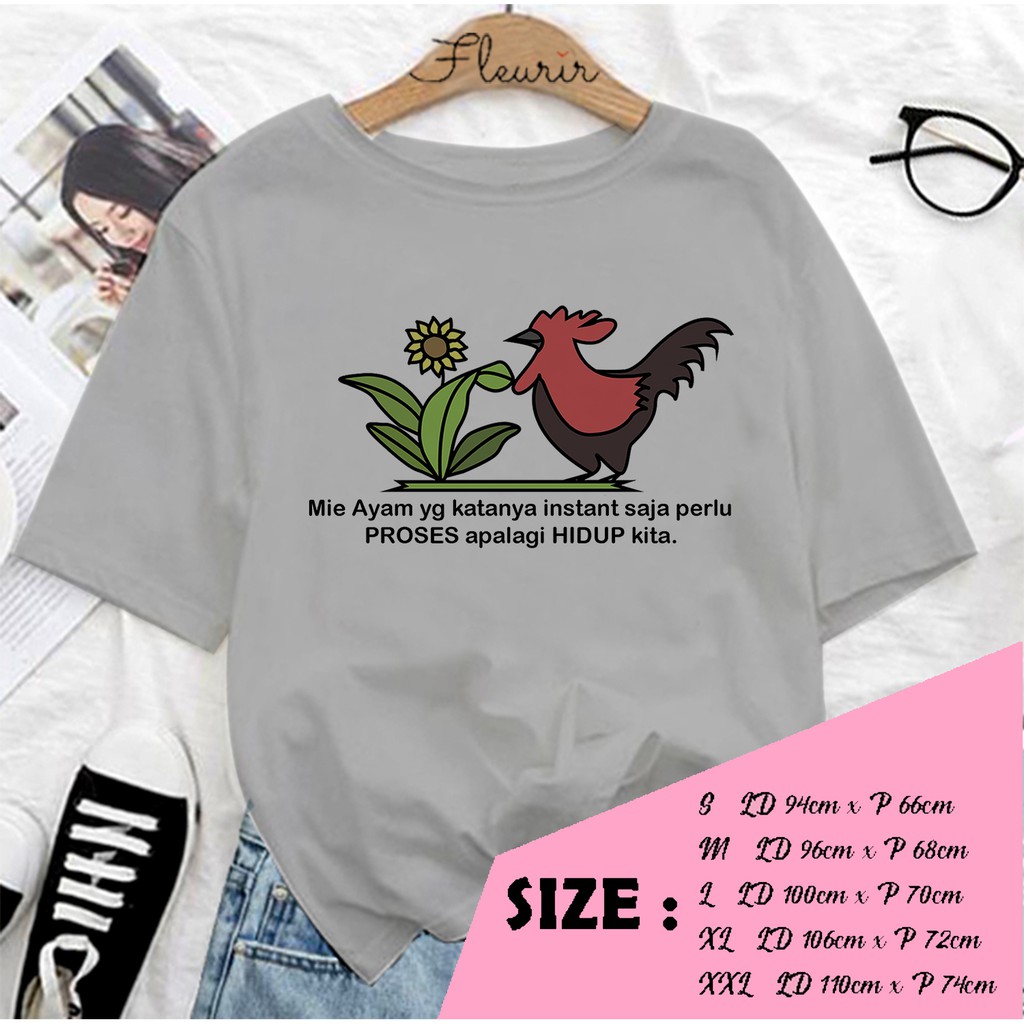 FLEURIR - KAOS WANITA DEWASA MANGKOK MIE AYAM LENGAN PENDEK TUMBLR TEE UNISEX