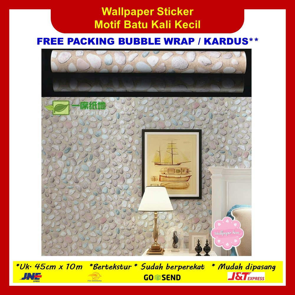 Wallpaper Sticker Dinding 45cm X 10m Batu Alam Grey V2 Shopee
