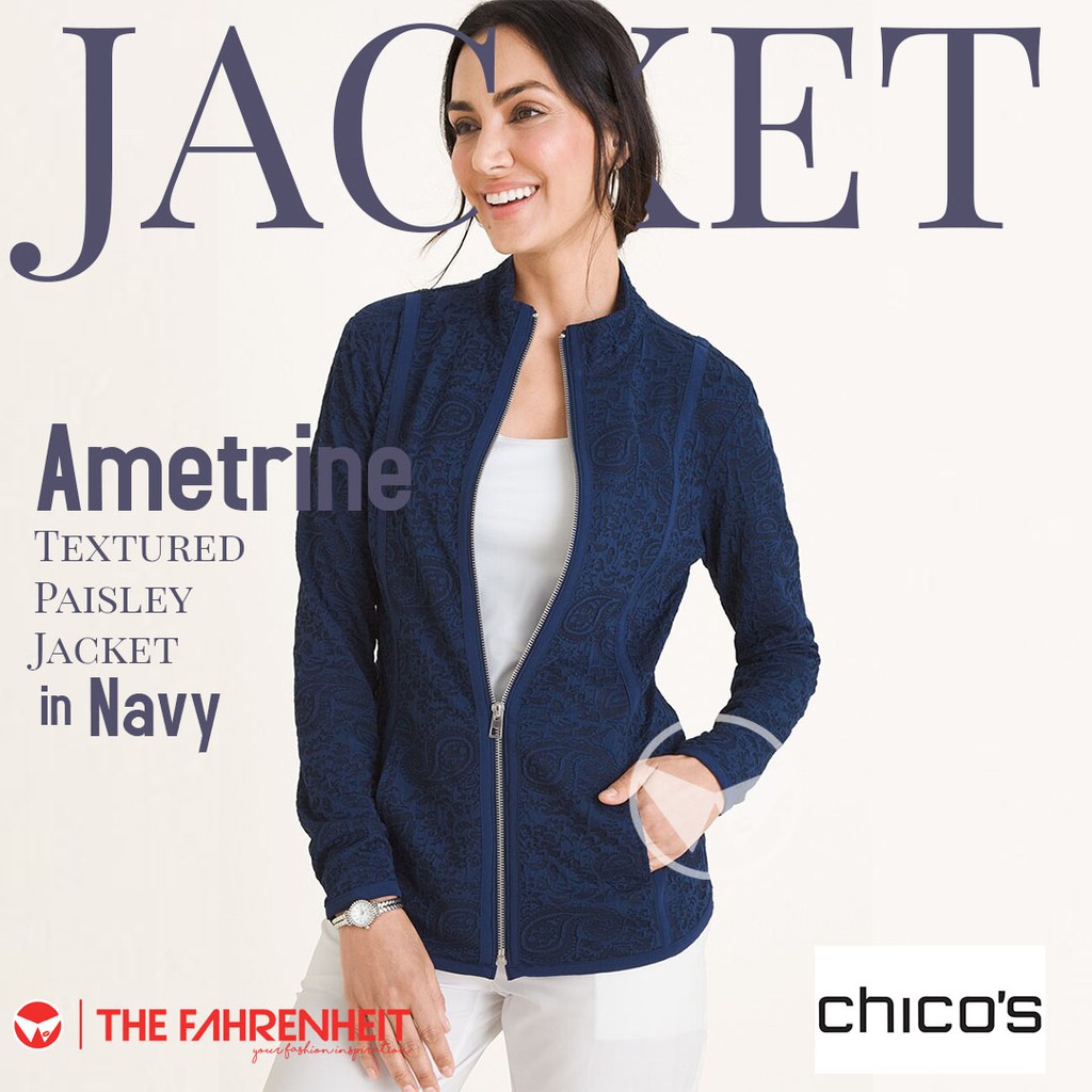 The-Fahrenheit Ametrine Chicho's Textured Paisley Jacket - Navy
