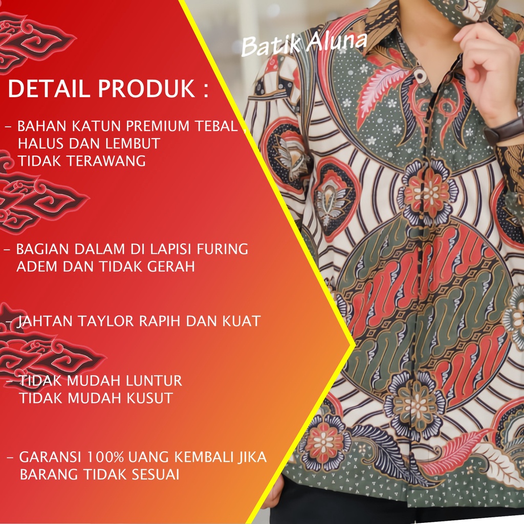 KEMEJA BATIK PRIA PREMIUM LENGAN PANJANG REGULAR BATIK ALUNA PCW 018