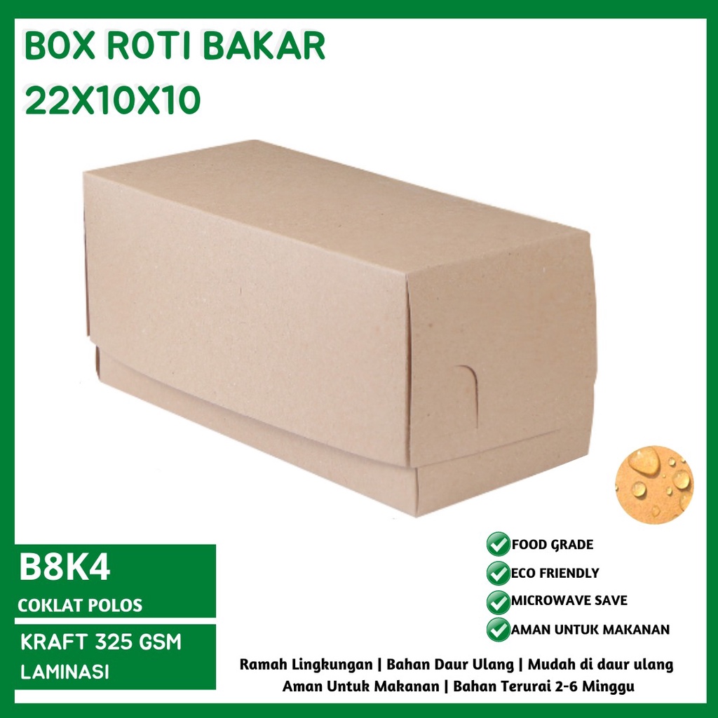 Box Roti Bakar Dus Roti Bakar 22x10x10 Laminasi (B8K4-22X10X10 Cm)