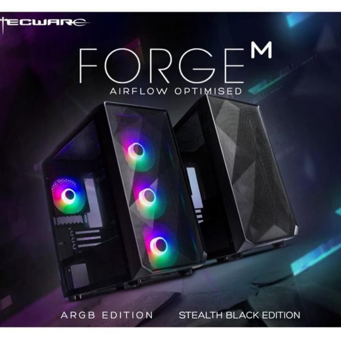 Best Produk] Tecware Forge M Argb (4Fan Argb) Micro Atx Front Mesh Tempered Glass