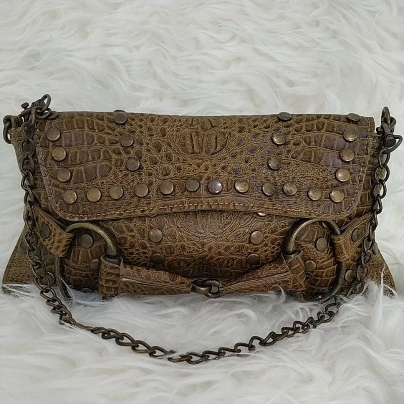 Preloved tas pesta motif croco