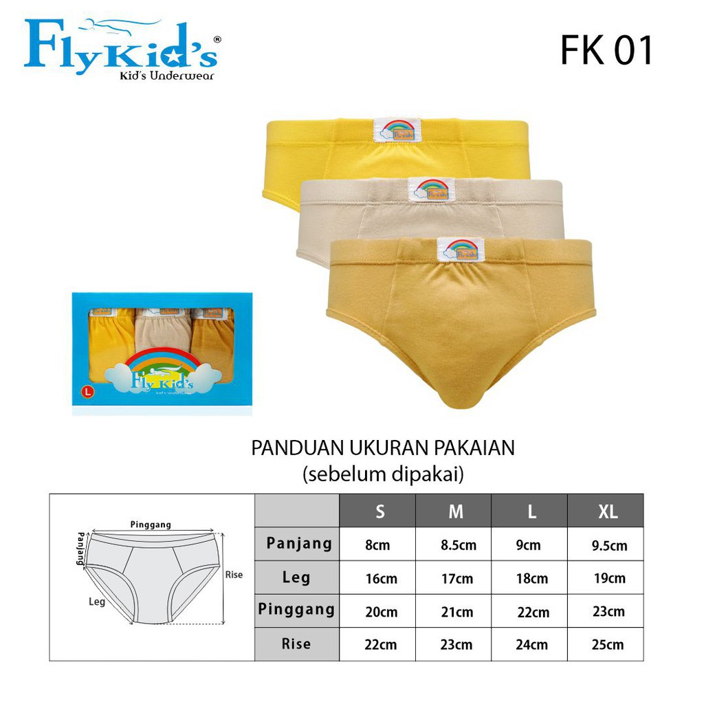 FlyKids Midi Joshua Boys Pack Celana Dalam Polos Anak Laki (1 Pack 3 Pcs) FK01