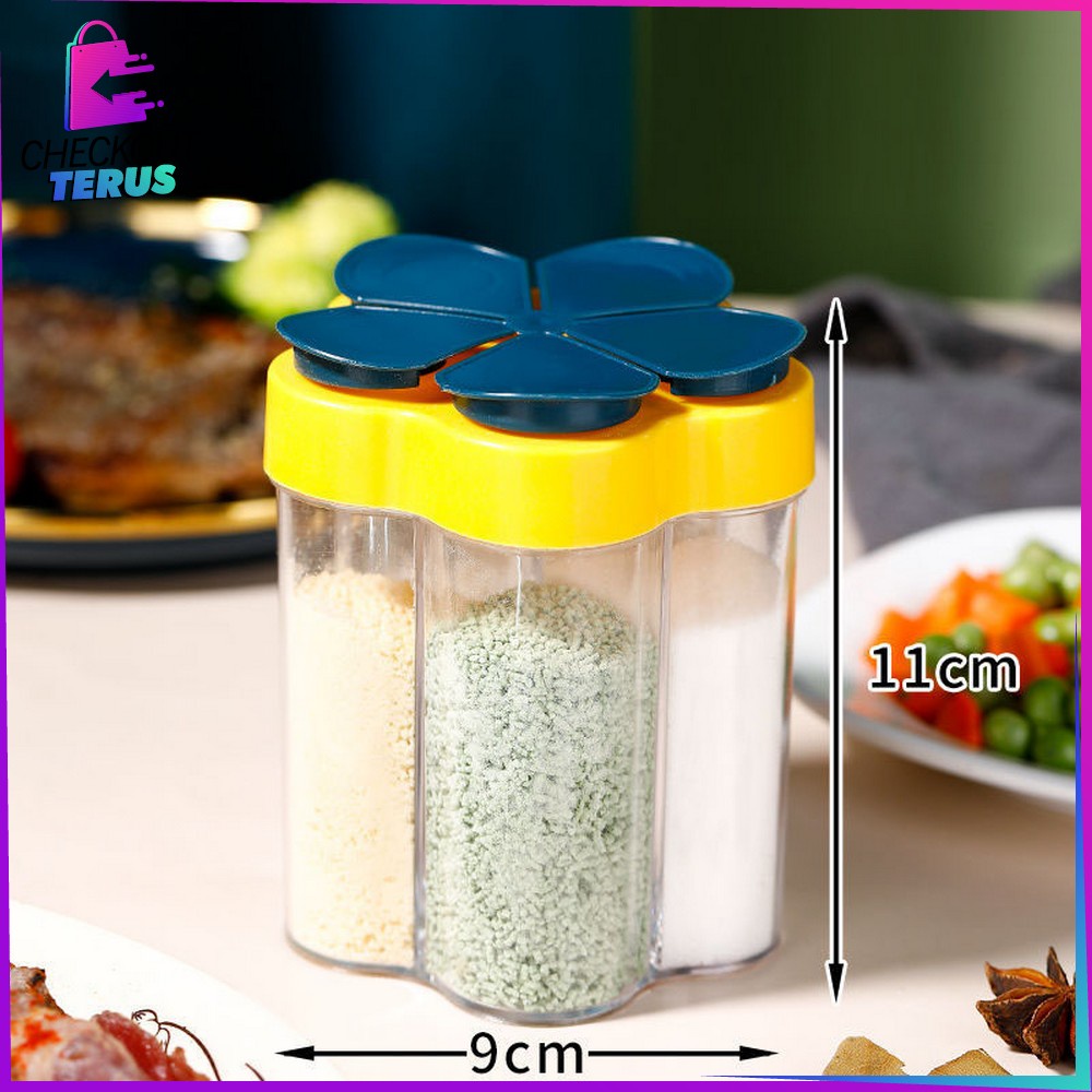 CT C97 Tempat Bumbu Dapur 5 Sekat Bentuk Bunga Multifungsi Penyimpanan Bumbu Masak Serbaguna Wadah Bumbu