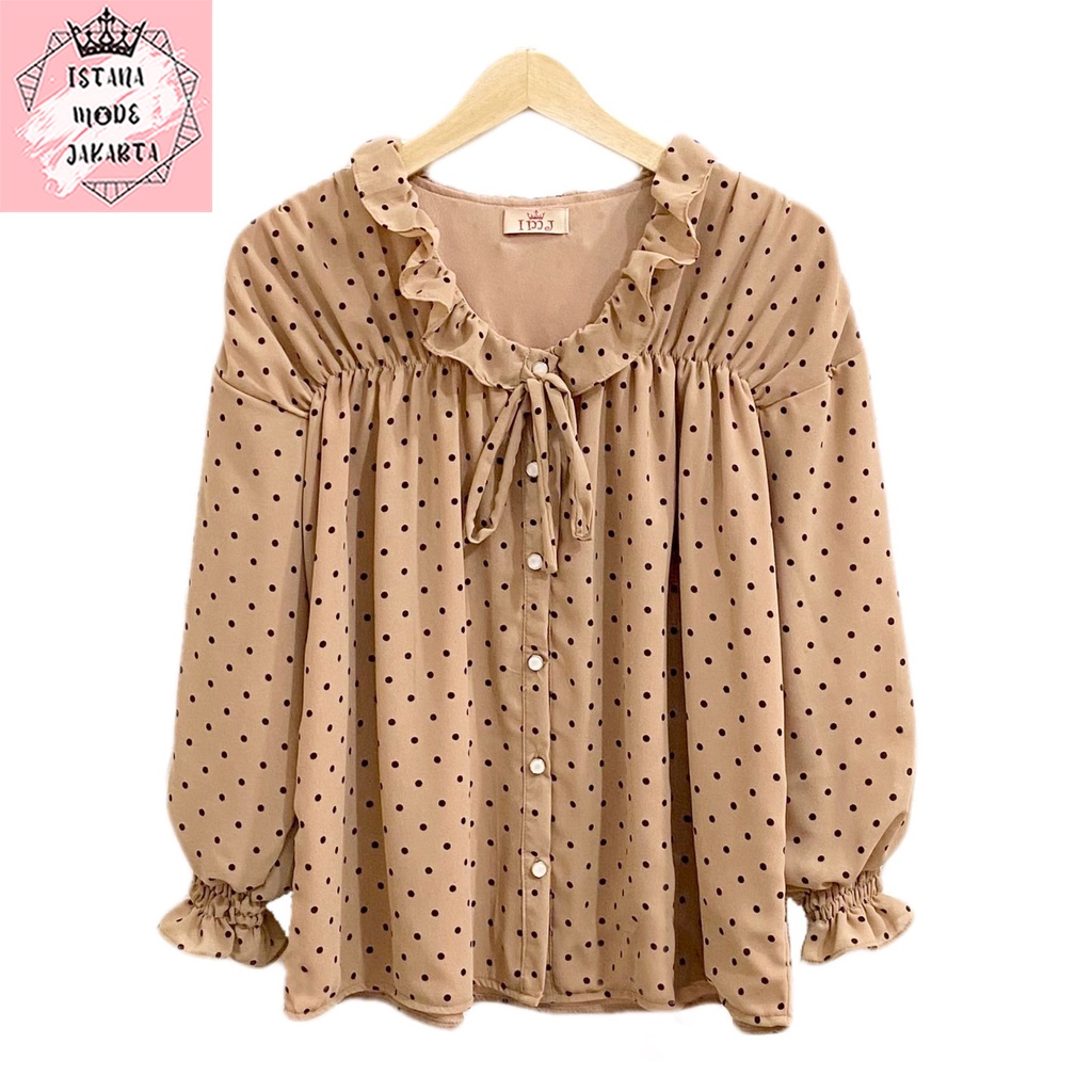 ISTANA MODE JAKARTA Sonya Jumbo baju atasan wanita terbaru blouse korean style blouse wanita lengan panjang-COKSU POLKA 6