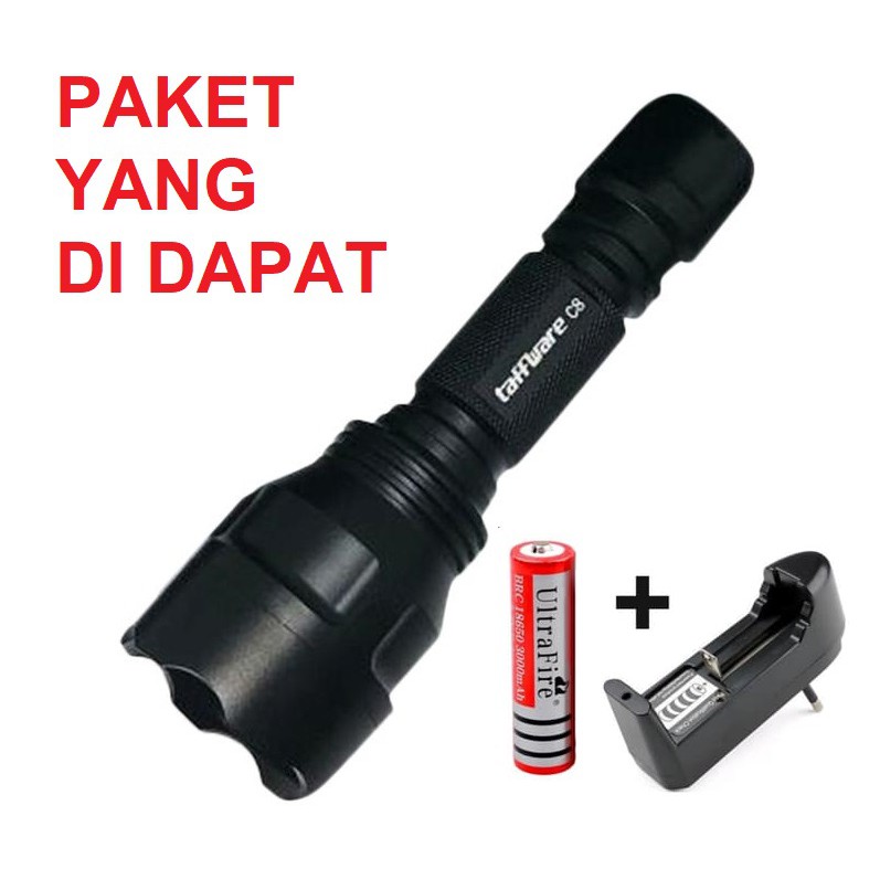 Paket Senter Polisi Led Original Taffled C8 4000 Lumens Super Terang