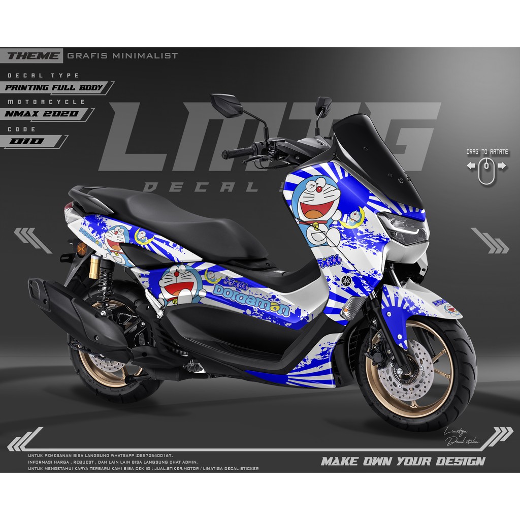 Decal Stiker Nmax new Dekal stikcer nmax 2020 Full Body - kode 10 DORAEMON