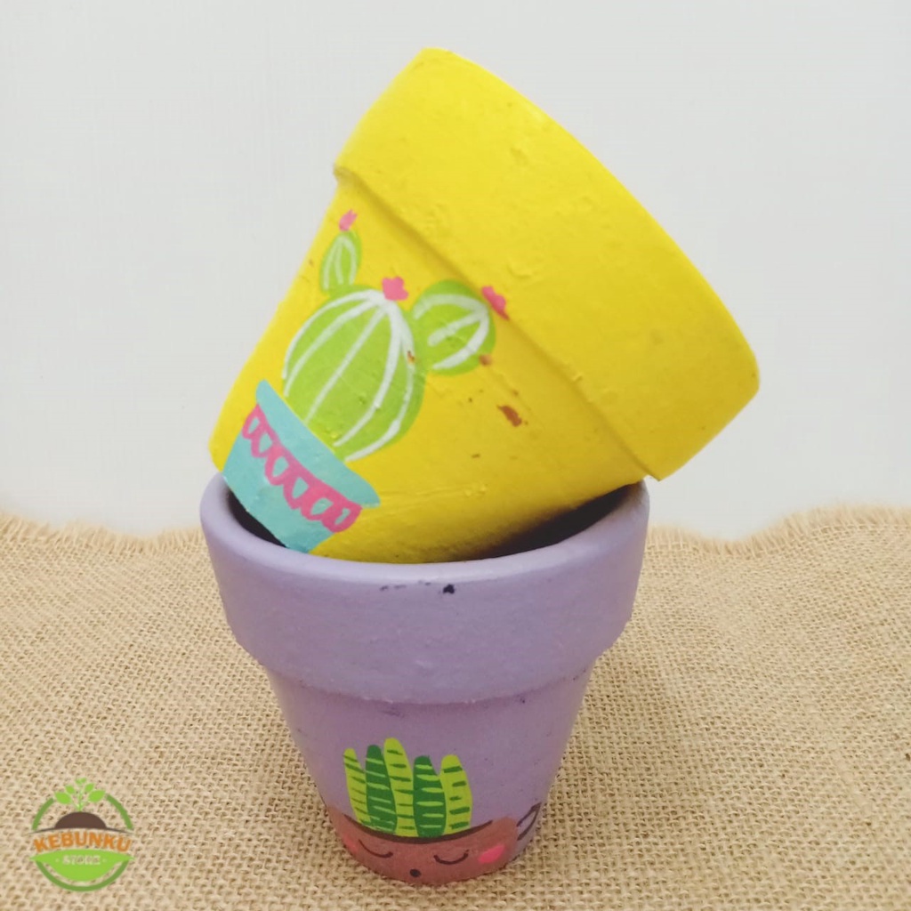 Pot Lukis Teracota-Gerabah Ungu