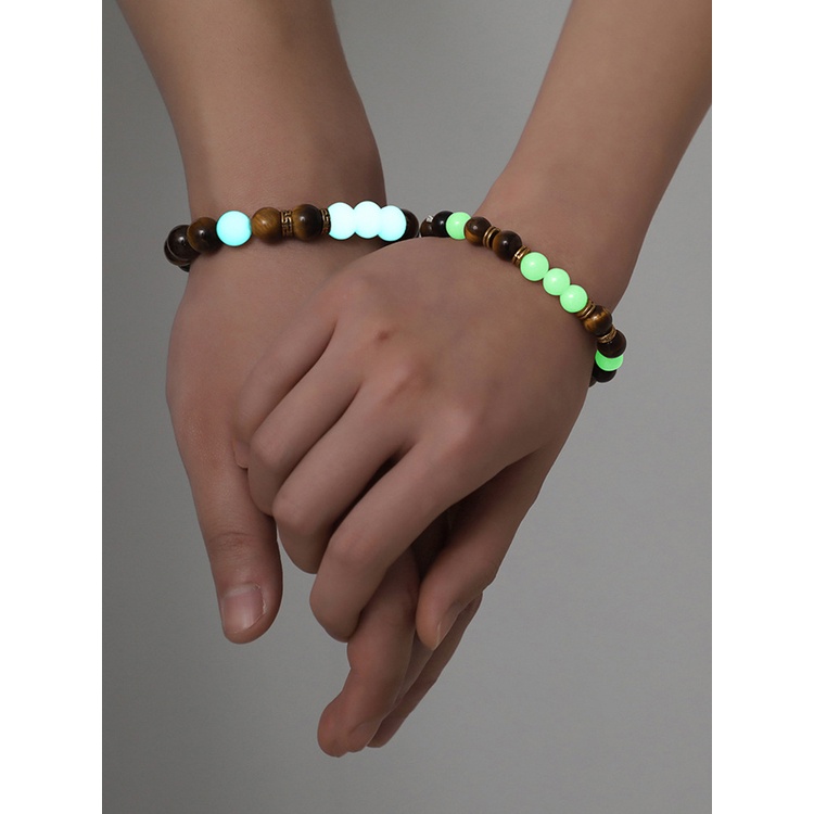 2pcs / Set Gelang Pasangan Bahan Batu Alami Gaya Vintage Untuk Hadiah Valentine