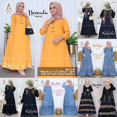 DRESS JEANS / 18.7 / AUDREE MELCIA YAMILA BIMALA RUZENA DANEA WALEA / DRESS  ALLSIZE FIT TO XL / AMBER