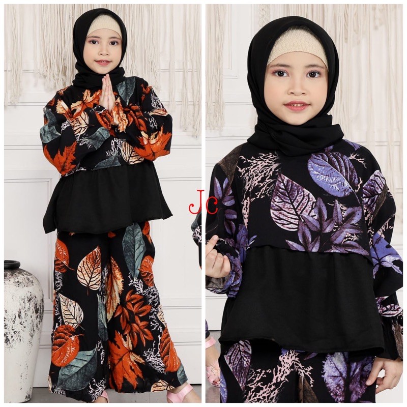 D10- Set Rachel Kid / Set Hijab Anak / Set Hijab Kulot anak Perempuan / Baju Muslim Anak