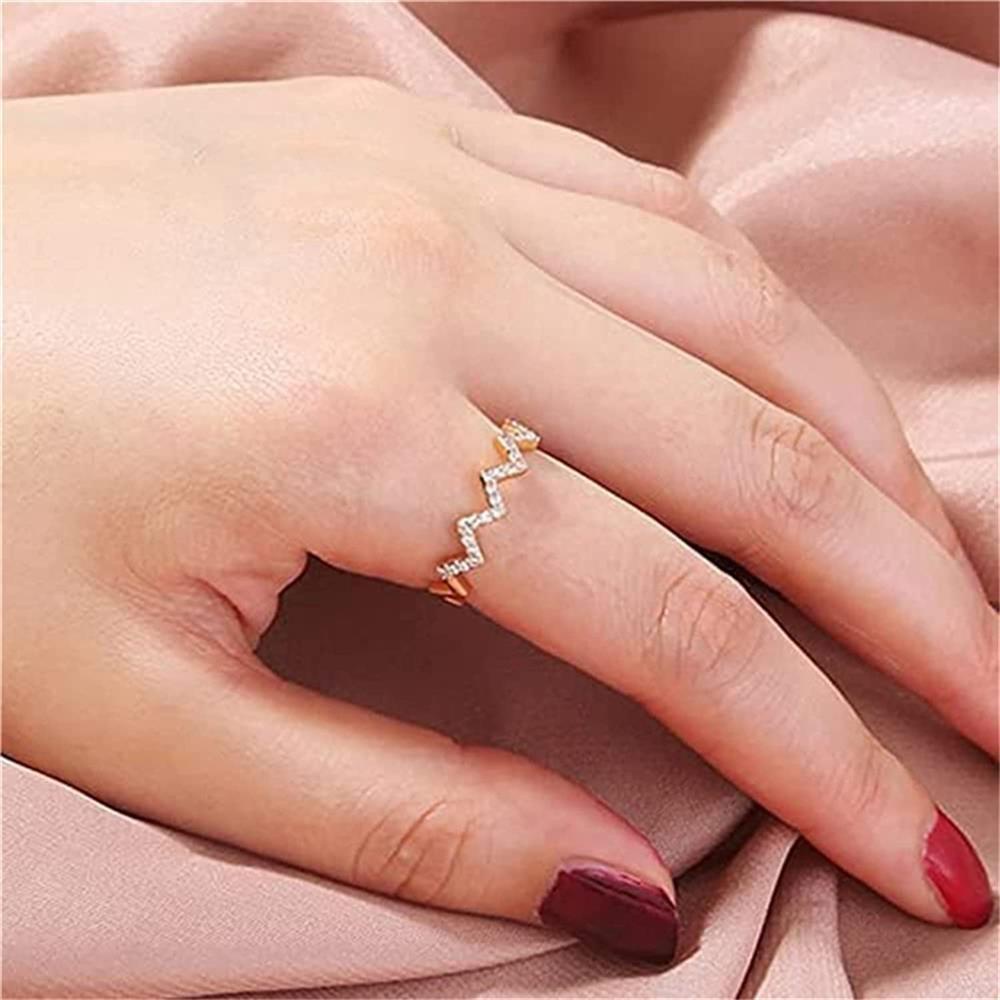 R-flower Wave Ring Warna Emas Untuk Wanita Gadis Sampai Putriku Cincin Highs Dan Low Ring Wavy Zigzag