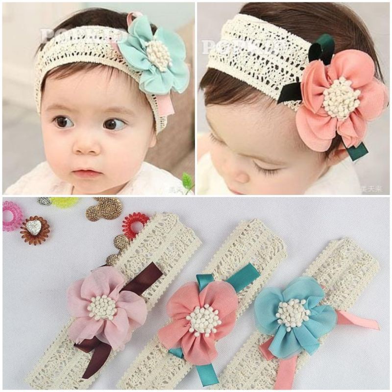 Bandana Jala flower bando bayi perempuan aksesoris baby girl CBKS VC