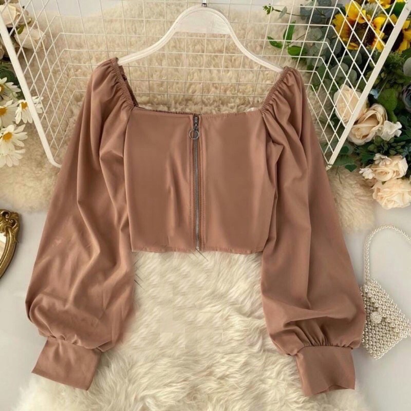 RX Fashion - Blouse Crop Zipper Twistcone -R1