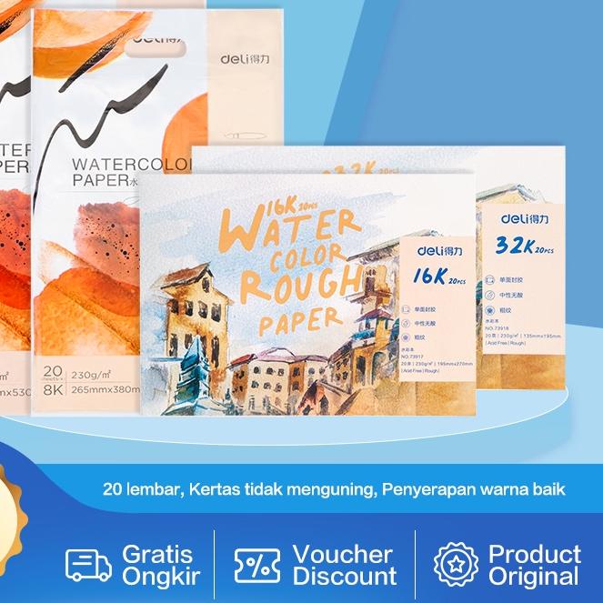 

WOW MURAH ✴ Deli Watercolor Paint Paper / Kertas Gambar / Canvas 4K/8K/16K/32K 20 Lembar Kertas 230g 739XX;
