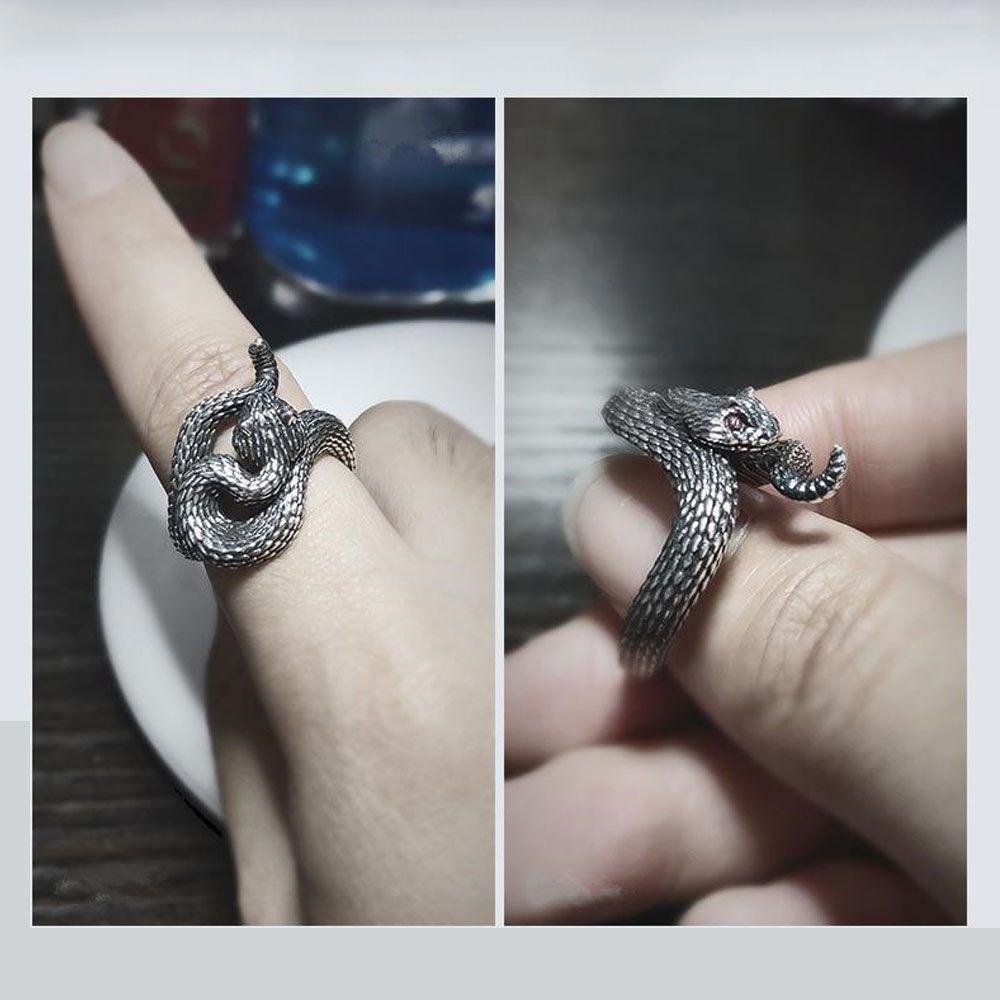 R-flower Snake Rings Fashion Perak Disepuh Gothic Hip Hop Biker Finger Vintage