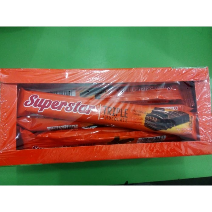 

Wafer-Biskuit- Wafer Superstar Triple Coklat Per Pak Isi 12 -Biskuit-Wafer.