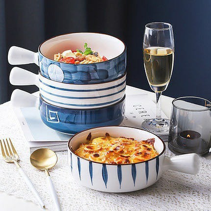 MANGKOK KERAMIK MOTIF WARNA BIRU INDIGO MIX PUTIH/MANGKOK BIRU JAPANESSE STYLE