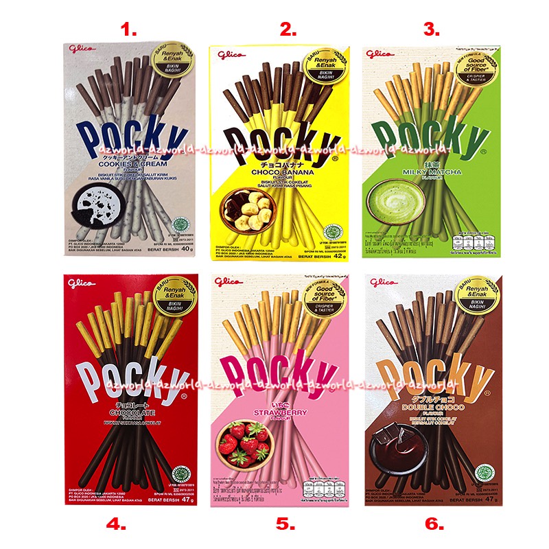 Glico Pocky Biskuit Stick Rasa Cookies Cream Choco Banana Matcga Chocolate Strawberry Double Choco Poki Poki Biskuit Pocky