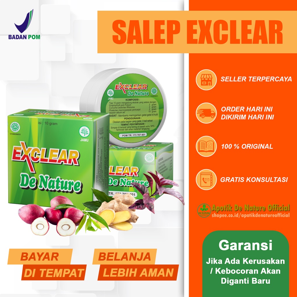 Salep Gatal Exclear Premium De Nature Original Salep Gatal Eksim Scabies