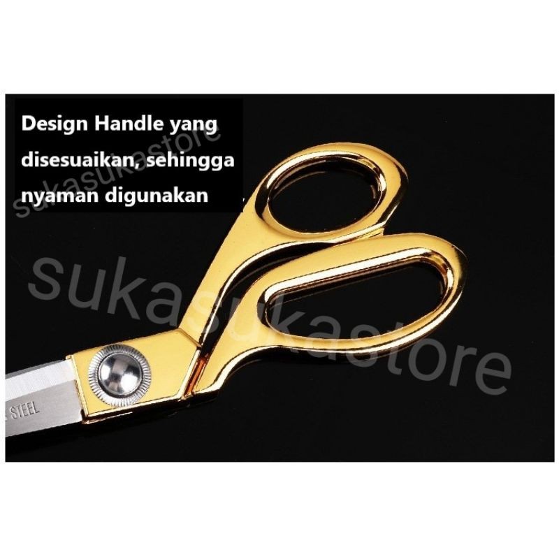 Gunting Kain Emas Besar Gold Handle/Big Size 10.5inch /26.5cm High Quality stainless steel Profesional Tailor Scissor