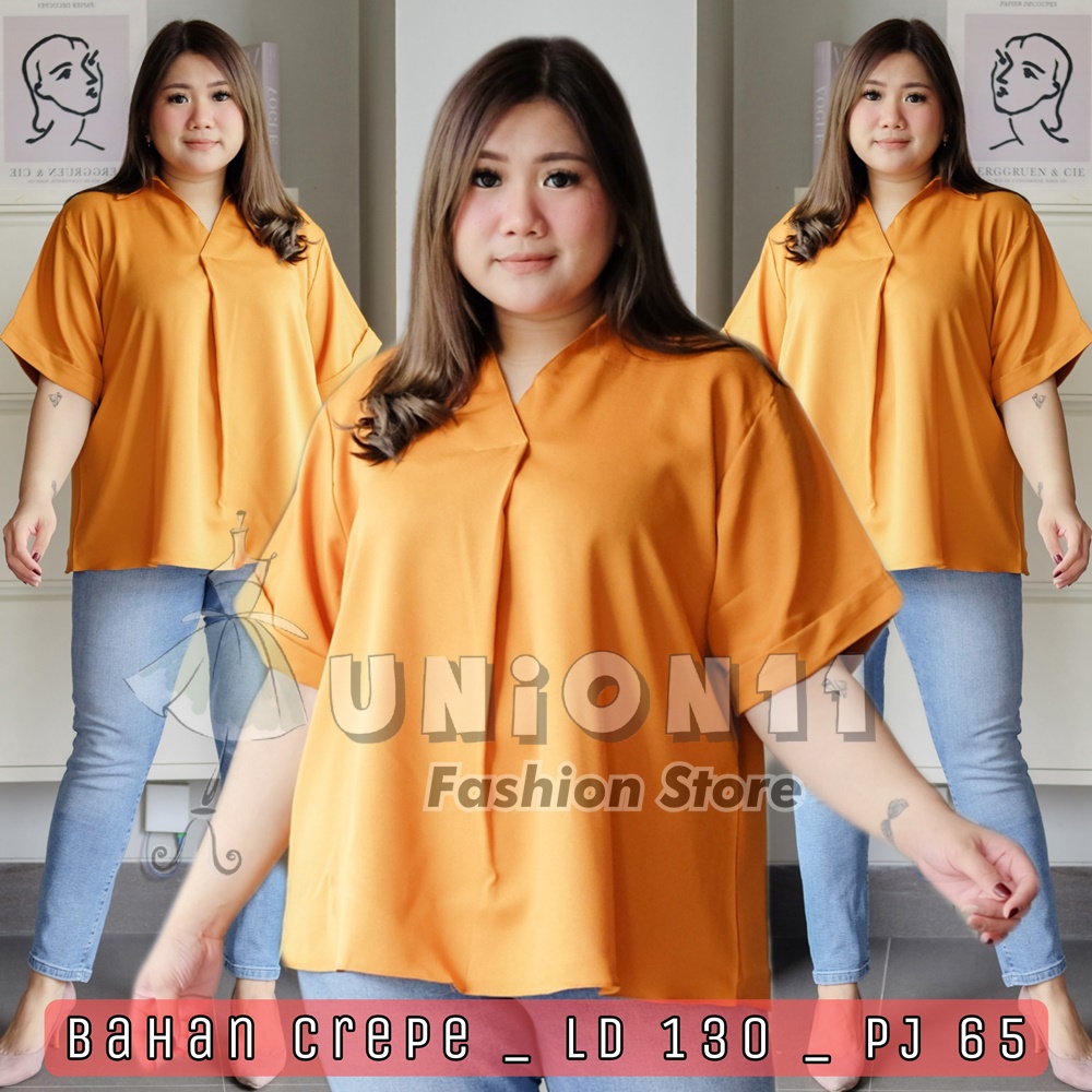 UNION11 - ATASAN JUMBO WANITA LD 130 / BAJU JUMBO WANITA / BAJU KERJA WANITA BIGSIZE / BLOUSE JUMBO WANITA / ATASAN JUMBO XXXL WANITA ALVA