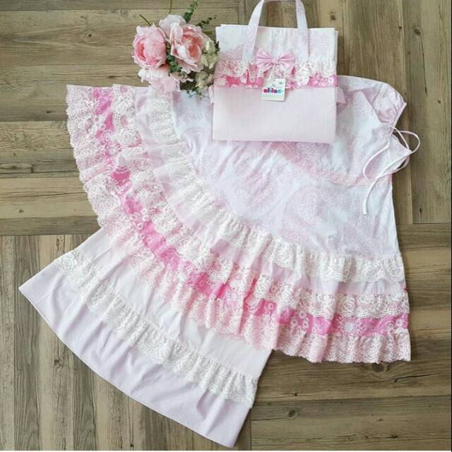 Premium prayer set mukena bisa couple mulai sz bayi xxs s.d mom xxl putih pink by alilac