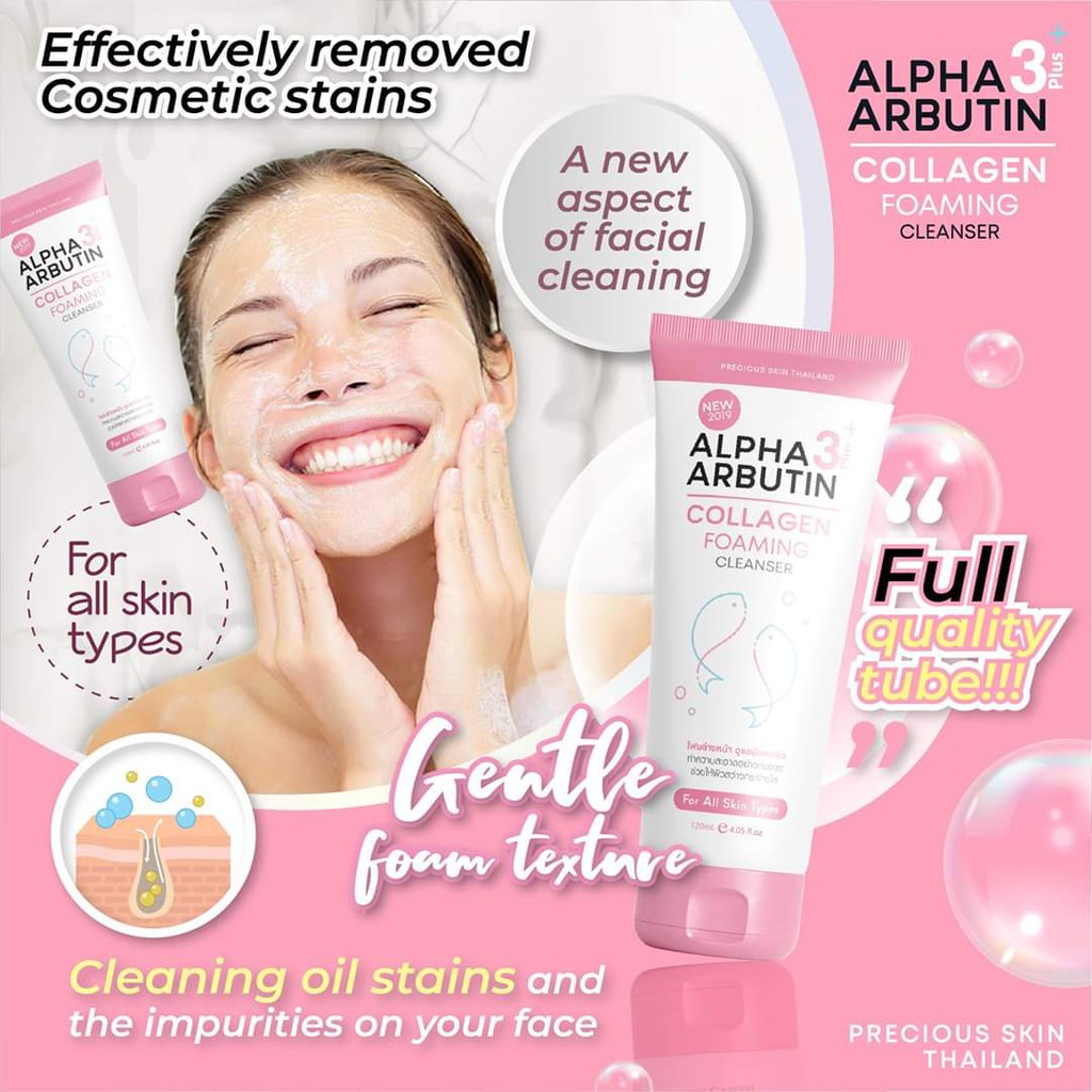 Alpha Arbutin Collagen Foaming Cleanser Sabun Cuci Muka Pembersih Wajah Original BPOM