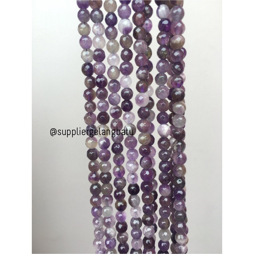 Batu kecubung brazil asli FACET 6mm CUTTING purple amethyst asli ungu brasil aksesoris akik kreasi