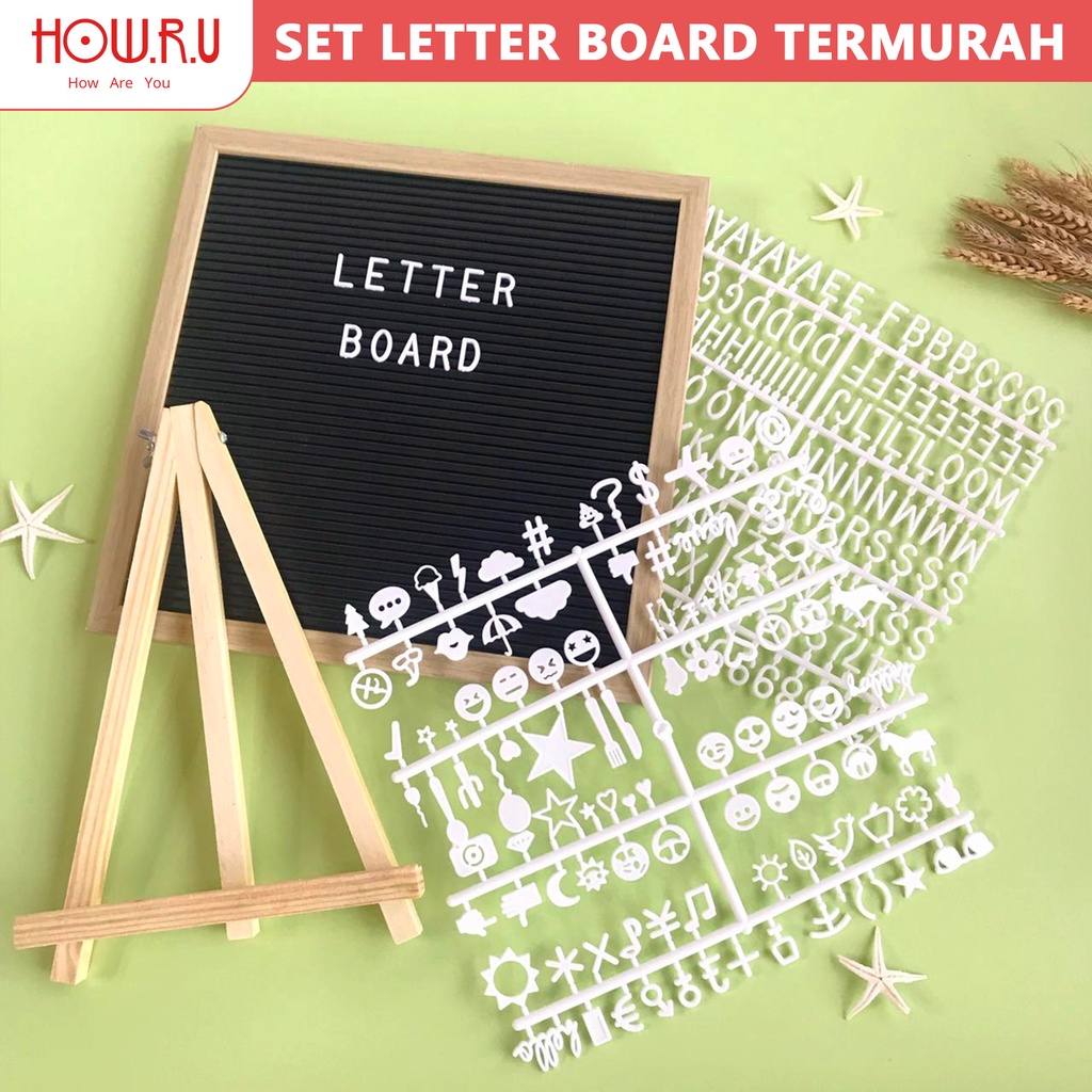 HOW.R.U | SET Letter Board Sudah Include Huruf + Standing / Papan Nama Bayi / Papan Menu / Dekorasi Rumah Viral