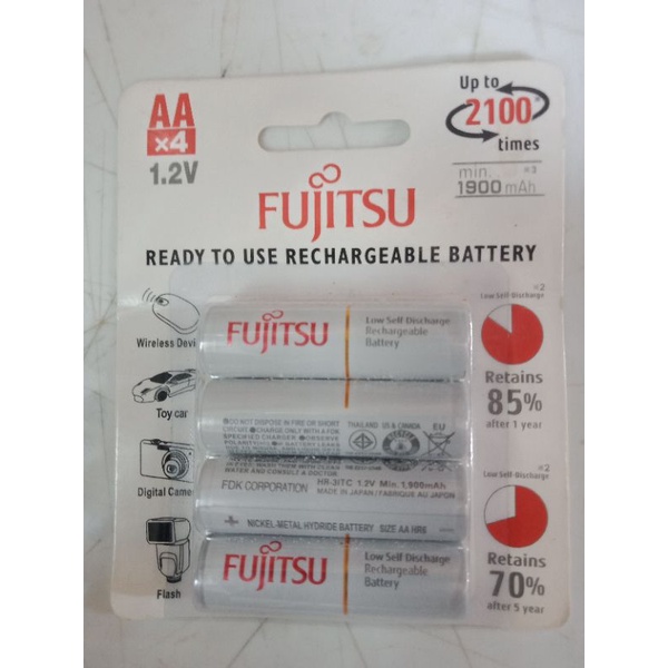 Baterai Baterai Fujitsu Putih 4Pcs AA 1900mAh (Made In Japan)