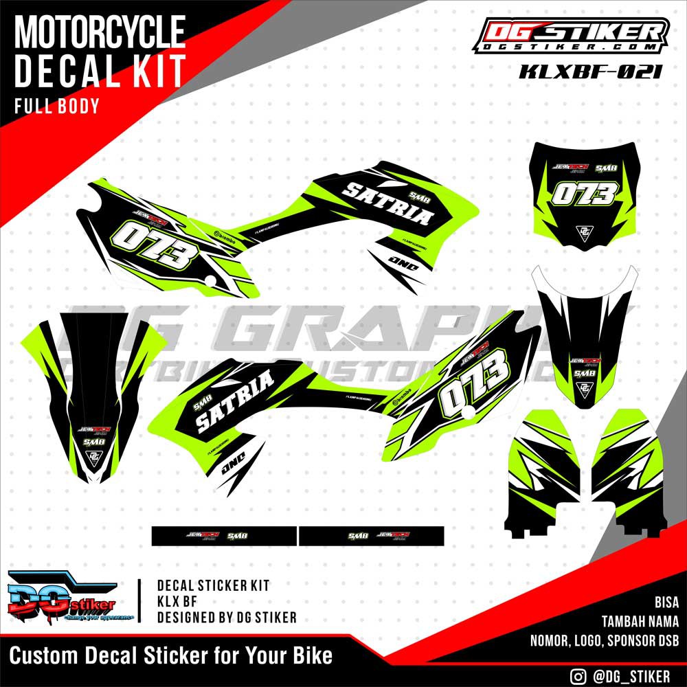 021- Decal Klx BF Hitam Hijau DG Stiker