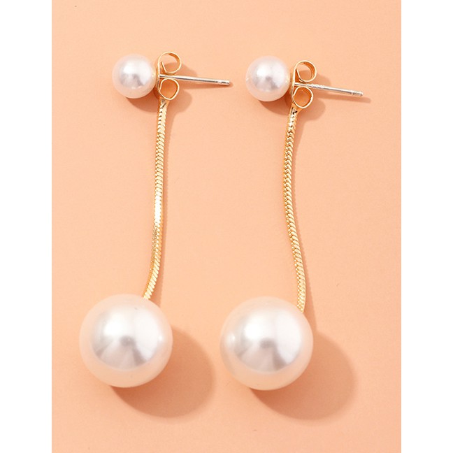 LRC Anting Tusuk Fashion Pearl Pearl-back Tassel Chain Earrings K27009