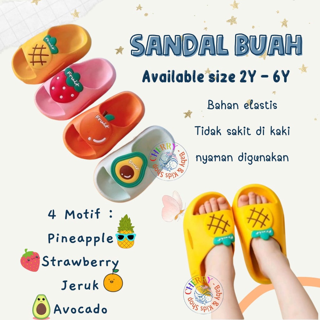 Import High Quality Sandal Anak 2 - 6 Tahun Sendal Model Buah Santai Bahan Karet Nyaman Lembut CBKS VC