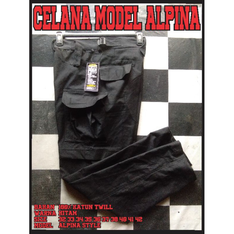 Celana Alpina model bahan terbaik sekelas original warna hitam