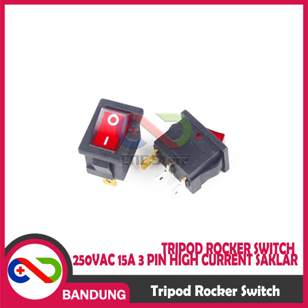 TRIPOD ROCKER SWITCH 250VAC 15A 3 PIN HIGH CURRENT SAKLAR