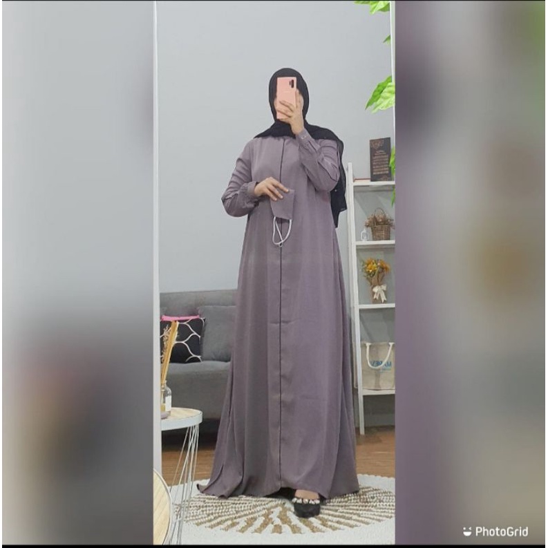Abaya Noor Warna Abu-Abu