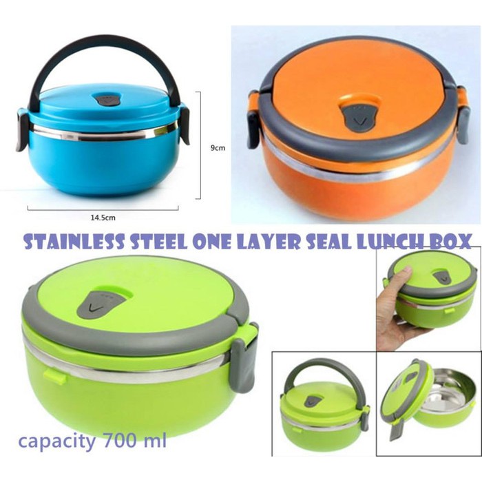 Lunch box rantang bulat stainless steel susun 1 polos