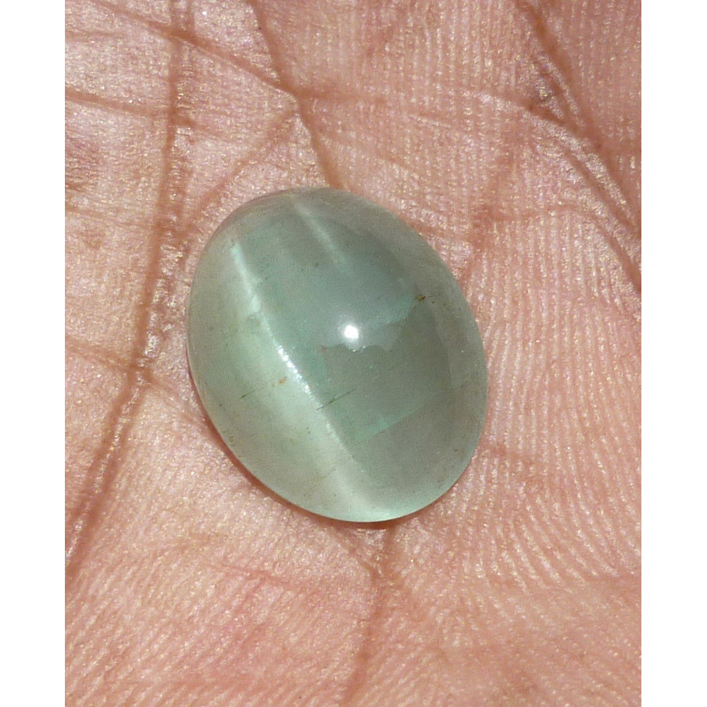 Natural Aquamarine Cat's Eye Lite Green Cabochon 9.98Ct AQ007